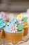 Cupcake selection in pastel colors