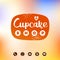 Cupcake shop logo. Element design on abstract gradient backgroun