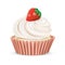 Cupcake with strawberry isolated on white