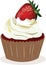 Cupcake with strawberry whipped cream