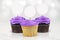 Cupcake Topper Mockup with Purple Frosted Cupcakes