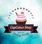 Cupcake vintage label with laurel wreath and banner