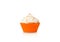 Cupcake with white cream in orange form isolated on a white background