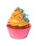 Cupcake with yellow cream and blue sprinkles