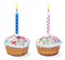 Cupcakes with a birthday candle isolated