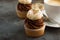 Cupcakes with chocolate frosting and little donuts