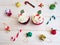 Cupcakes with christmas shape and ornament decoration on wooden
