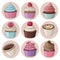 Cupcakes and coffee isolated set