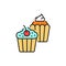 Cupcakes color line icon. Isolated vector element.