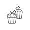 Cupcakes color line icon. Isolated vector element.