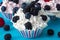 CUPCAKES WITH CREAM AND BERRIES BLACKBERRY, BLUEBERRY