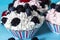 CUPCAKES WITH CREAM AND BERRIES BLACKBERRY, BLUEBERRY