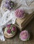 Cupcakes decorated with cream flowers