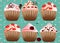 Cupcakes on the grren background