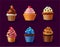Cupcakes isolated illustration, cakes graphic design in different colors