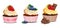 Cupcakes isolated on a white background. Vector realistic dessert. Summer delicious treats