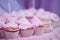 Cupcakes with pink cream. Selective focus. Close up. Sweet tasty cupcakes.