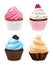 Cupcakes realistic. Sweets desserts muffins cake with chocolate and cream vector pictures of cupcakes