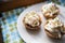 Cupcakes. three desserts lie on a plate