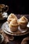 Cupcakes with vanilla and coffee-caramel frosting, modern food blog aesthetic