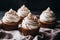 Cupcakes with vanilla and coffee-caramel frosting, modern food blog aesthetic