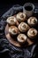 Cupcakes with vanilla and coffee-caramel frosting, modern food blog aesthetic