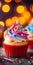 Cupcakes in vibrantly colors on a blur background