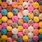 Cupcakes in vibrantly colors on a blur background in top view