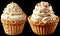 Cupcakes with whipped cream isolated on black background. Close-up.