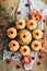 Cupcakes on wooden table. Homemade decorated muffins on the tab