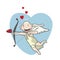 Cupid angel amour with bow and arrow with heart