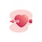 Cupid arrow pierced heart flat icon