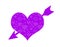 Cupid Arrow Through Purple Heart. Doodle Pattern