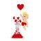 Cupid with balloon and love flask