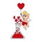 Cupid with balloon and love flask