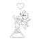 Cupid with balloon and love flask