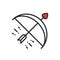 Cupid bow arrow line icon. Happy Valentine day sign and symbol. Love, couple, relationship, dating, wedding, holiday