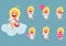 Cupid girl, cute cartoon character, set