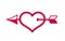 Cupid heart with arrow from bow vector icon or logo, romantic heart fallen in love concept.