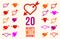 Cupid hearts with arrow from bow vector icons or logos set, romantic hearts fallen in love concept, Valentine theme, lovestruck