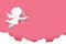 Cupid holding arrow with shadow on pink background with copyspace vector illustration eps10