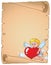 Cupid holding stylized heart parchment 1
