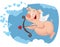Cupid Pig Vector Funny Cartoon