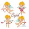 Cupid Set Vector. Cupids Bow. Cupid In Different Poses.