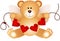Cupid teddy bear holding string hearts