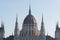 Cupola and gothic architecture on hungarian parliament building, Budapest, Hungary