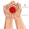 Cupped empty hands with place for some small object, detailed vector illustration.