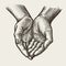 Cupped hands, folded arms. Sketch vintage vector illustration