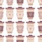 Cups of coffee to go seamless pattern.