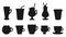 Cups, mugs, glasses drinks black silhouette set